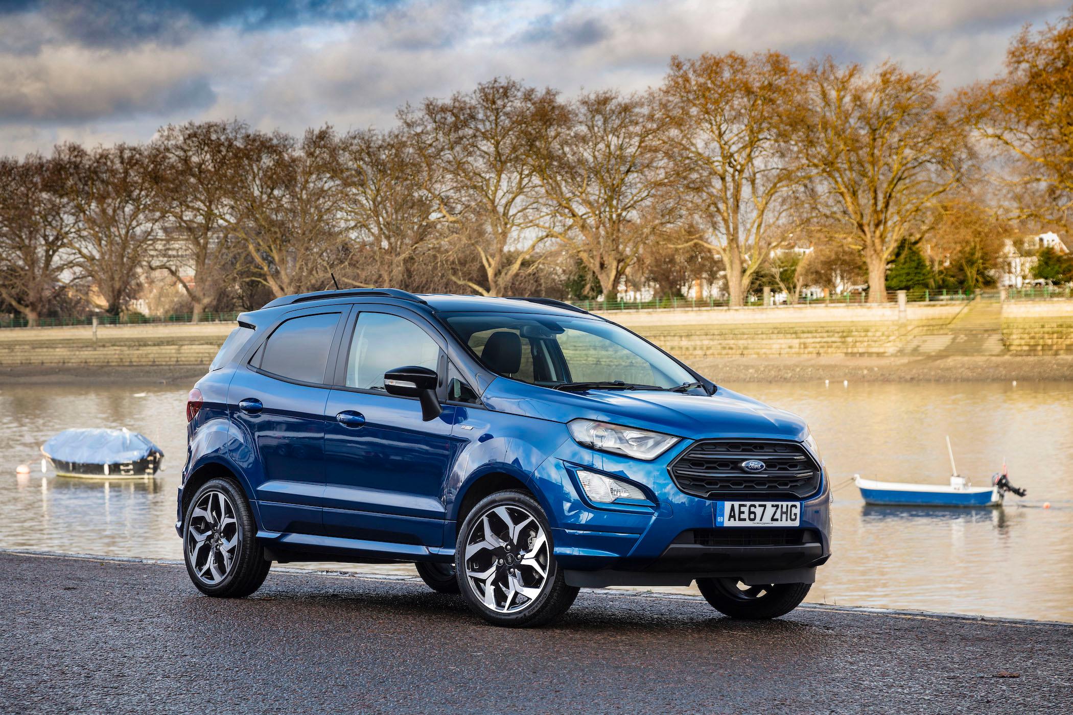 blue ford ecosport by a lake